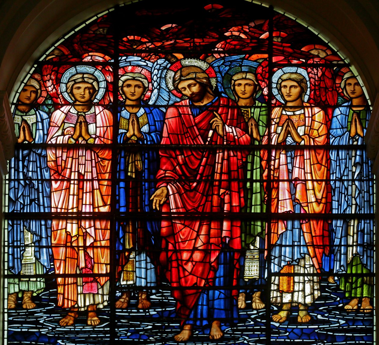 De Hemelvaart, 1885-1897 (glas-in-lood) door Edward Burne Jones