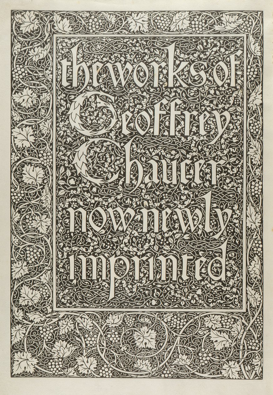 Titelpagina, uit De Werken van Geoffrey Chaucer nu opnieuw Gedrukt, gegraveerd door William Morris (1834-96) 1896 door Edward Coley after Burne Jones