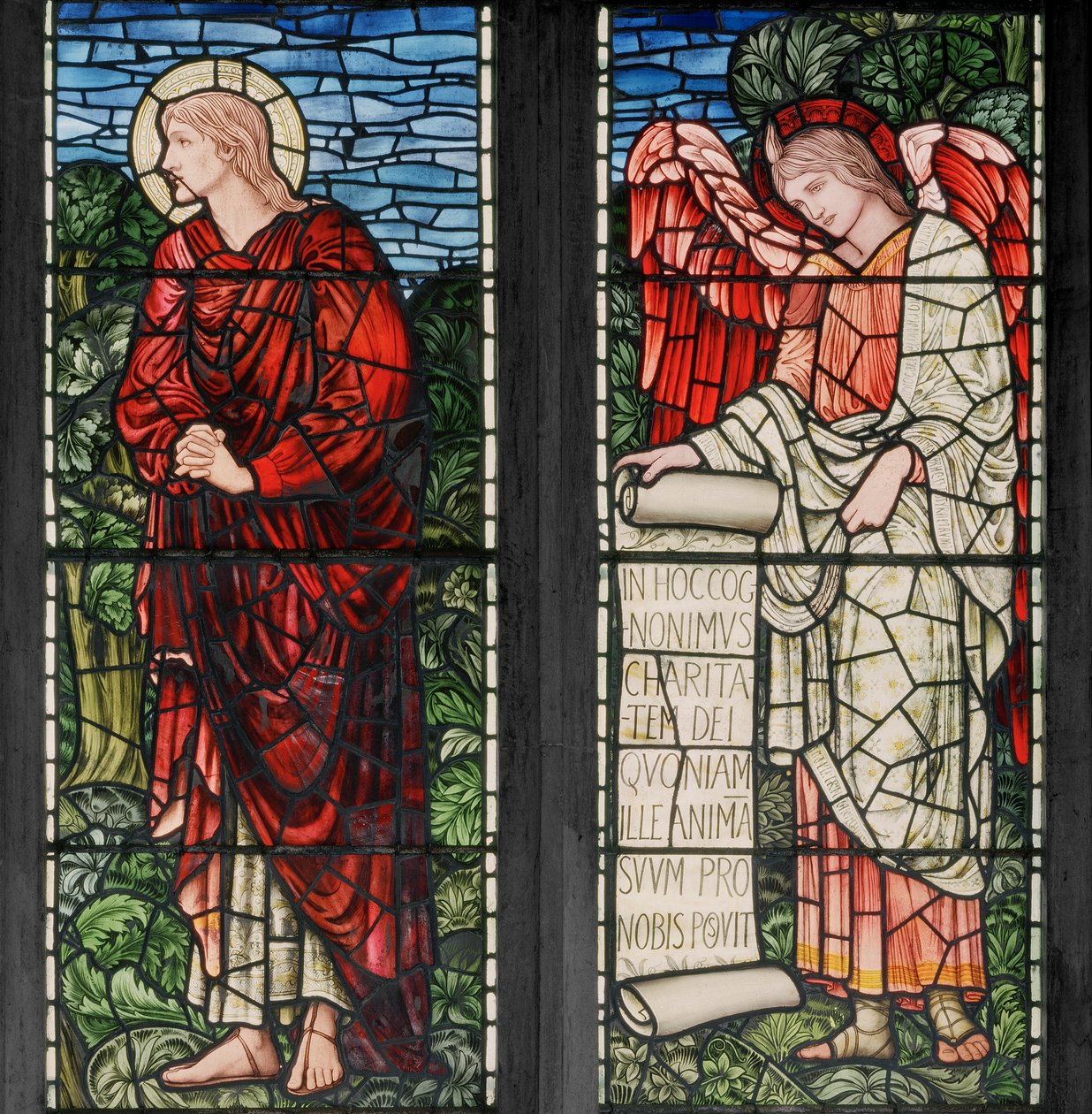Sint Johannes en Engel met Rol door Edward Coley and Dearle Burne Jones
