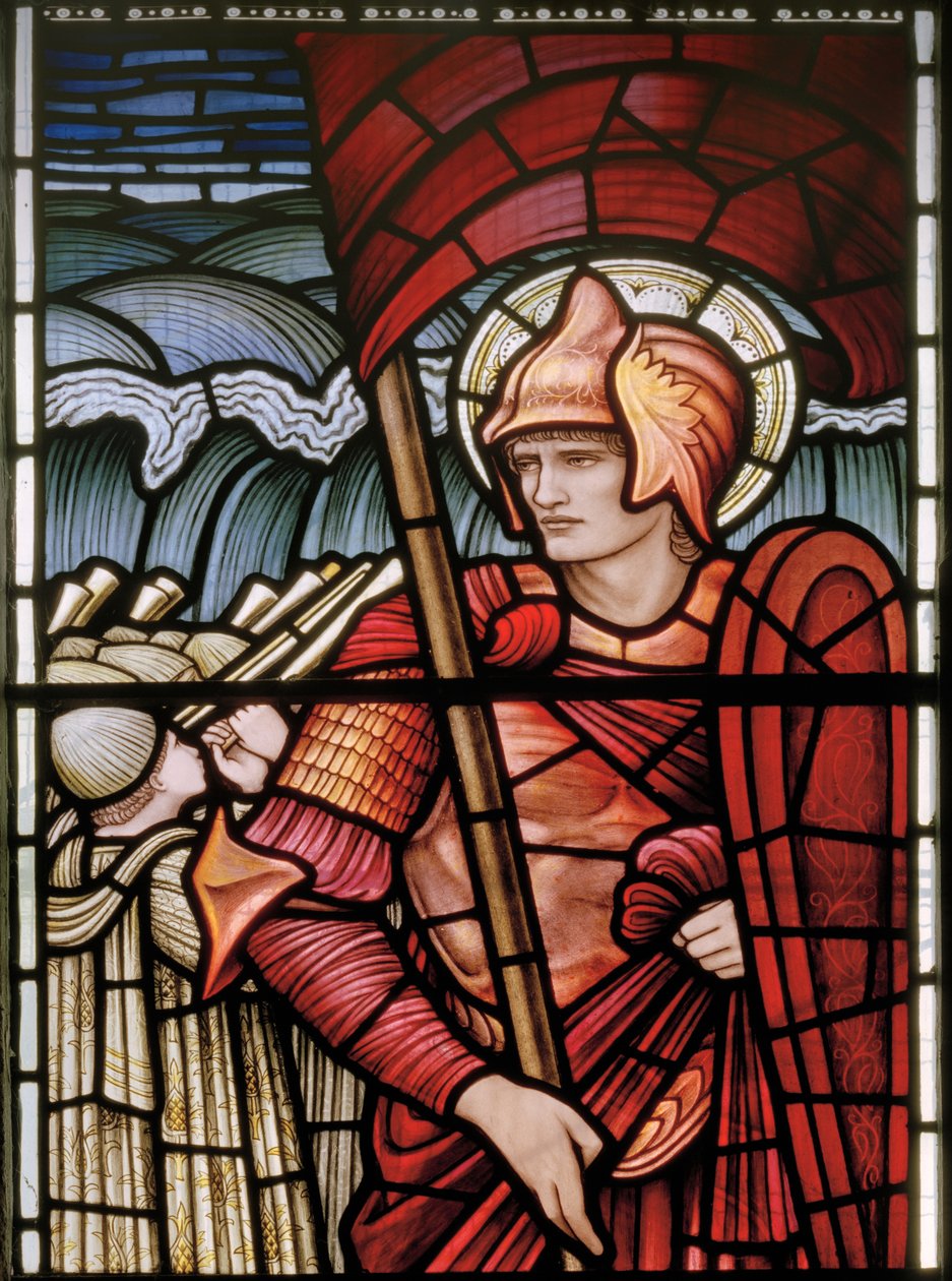 Jozua (detail) door Edward Coley and Dearle Burne Jones
