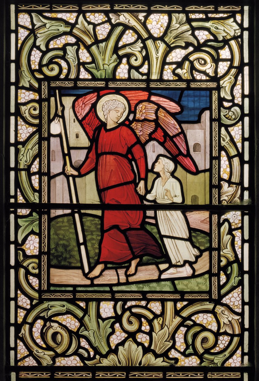 Het Kind met Beschermengel door Edward Coley and Dearle Burne Jones