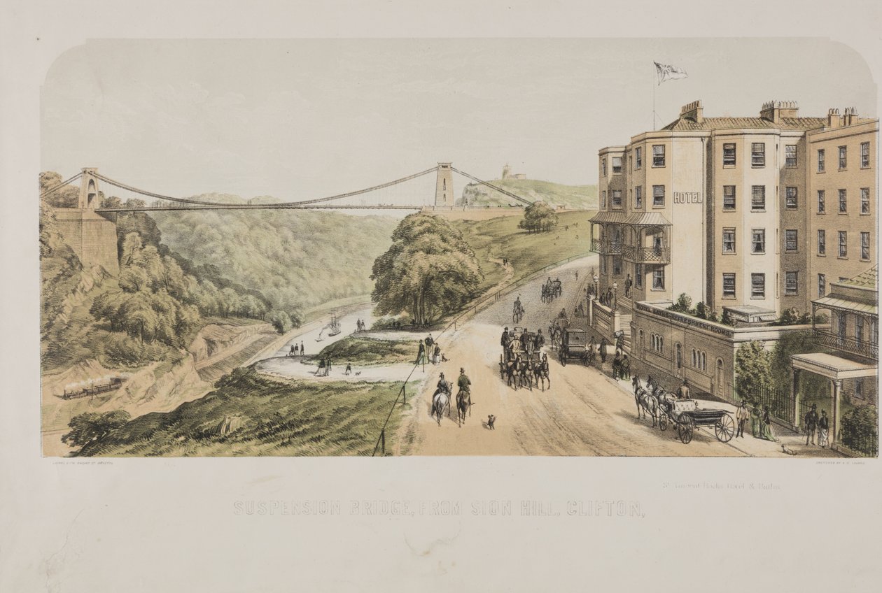 Hangbrug, vanaf Sion Hill, Clifton, ca. 1875 door Edward Colston Lavars