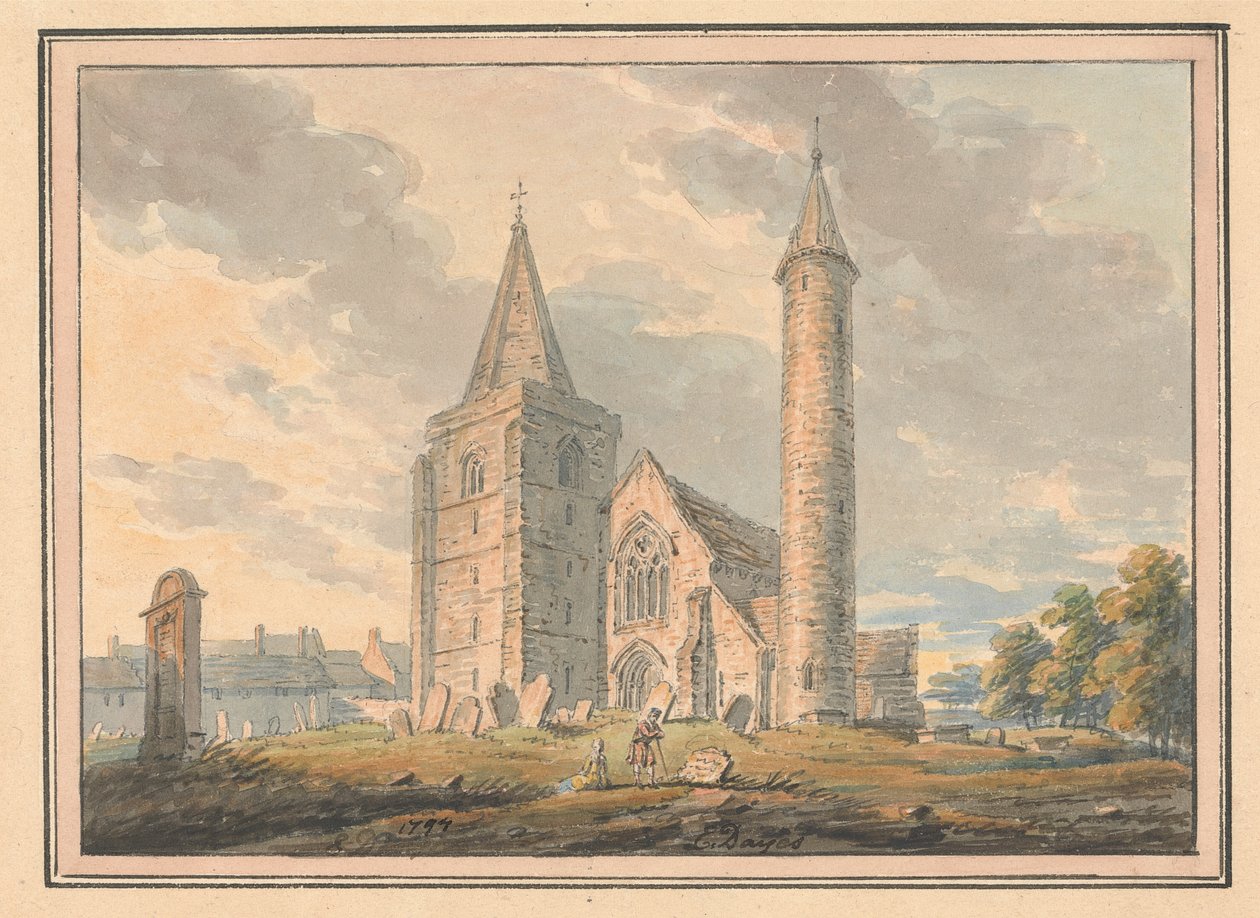 Brechin-kathedraal en ronde toren, Forfarshire, Schotland door Edward Dayes
