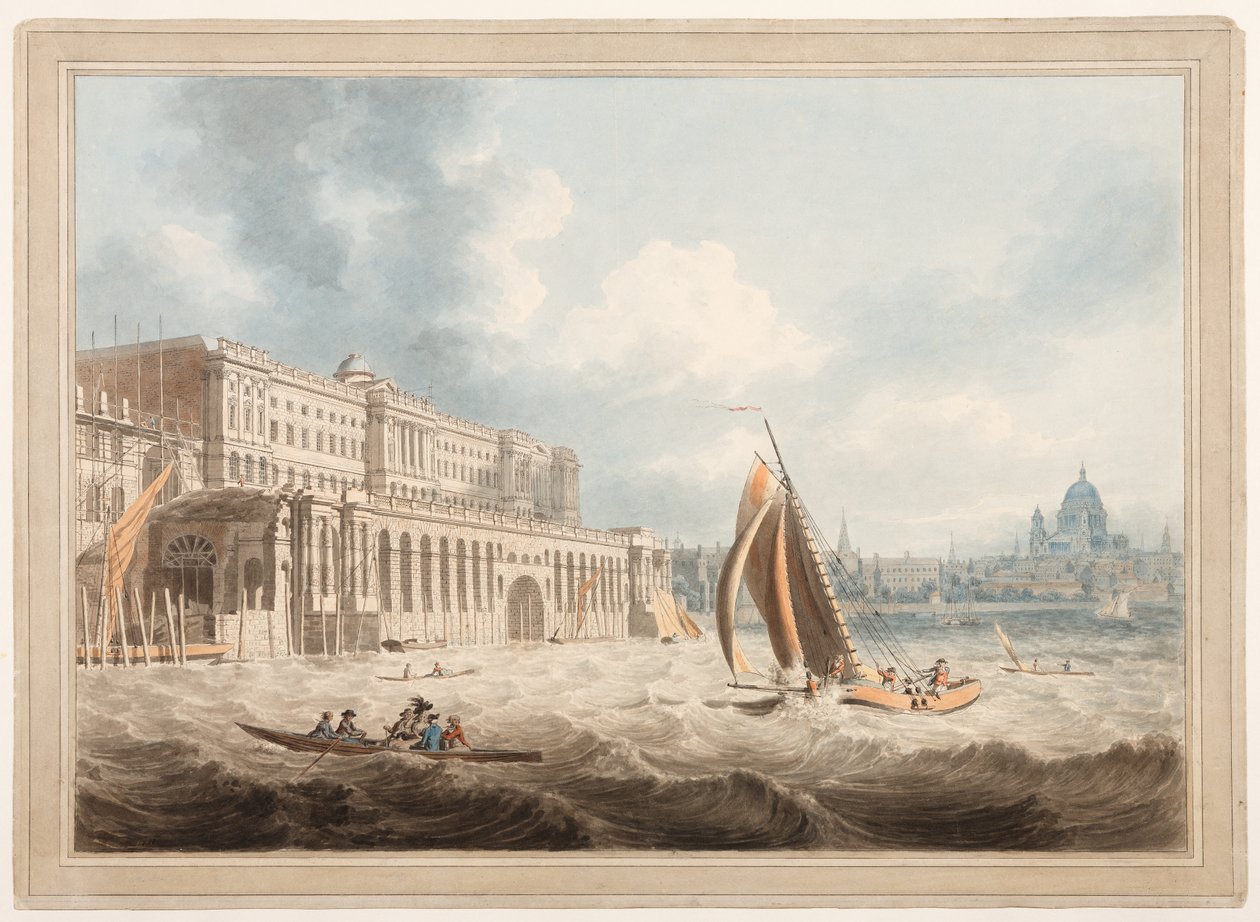 Somerset House vanaf de Theems door Edward Dayes