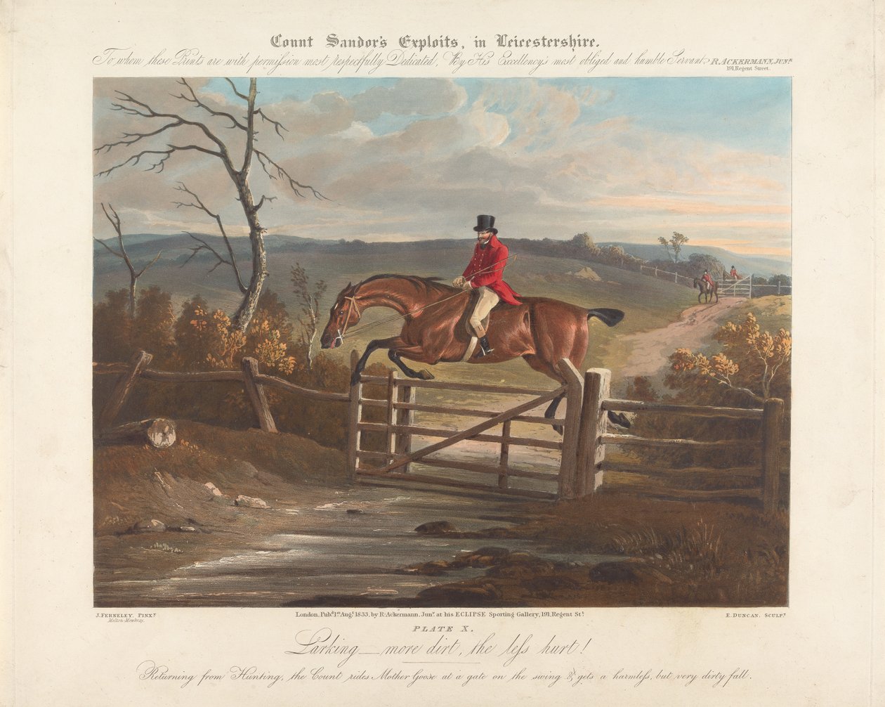 Set van tien, één tekstblad en een gedrukte omslag: De heldendaden van graaf Sandor in Leicestershire door Edward Duncan