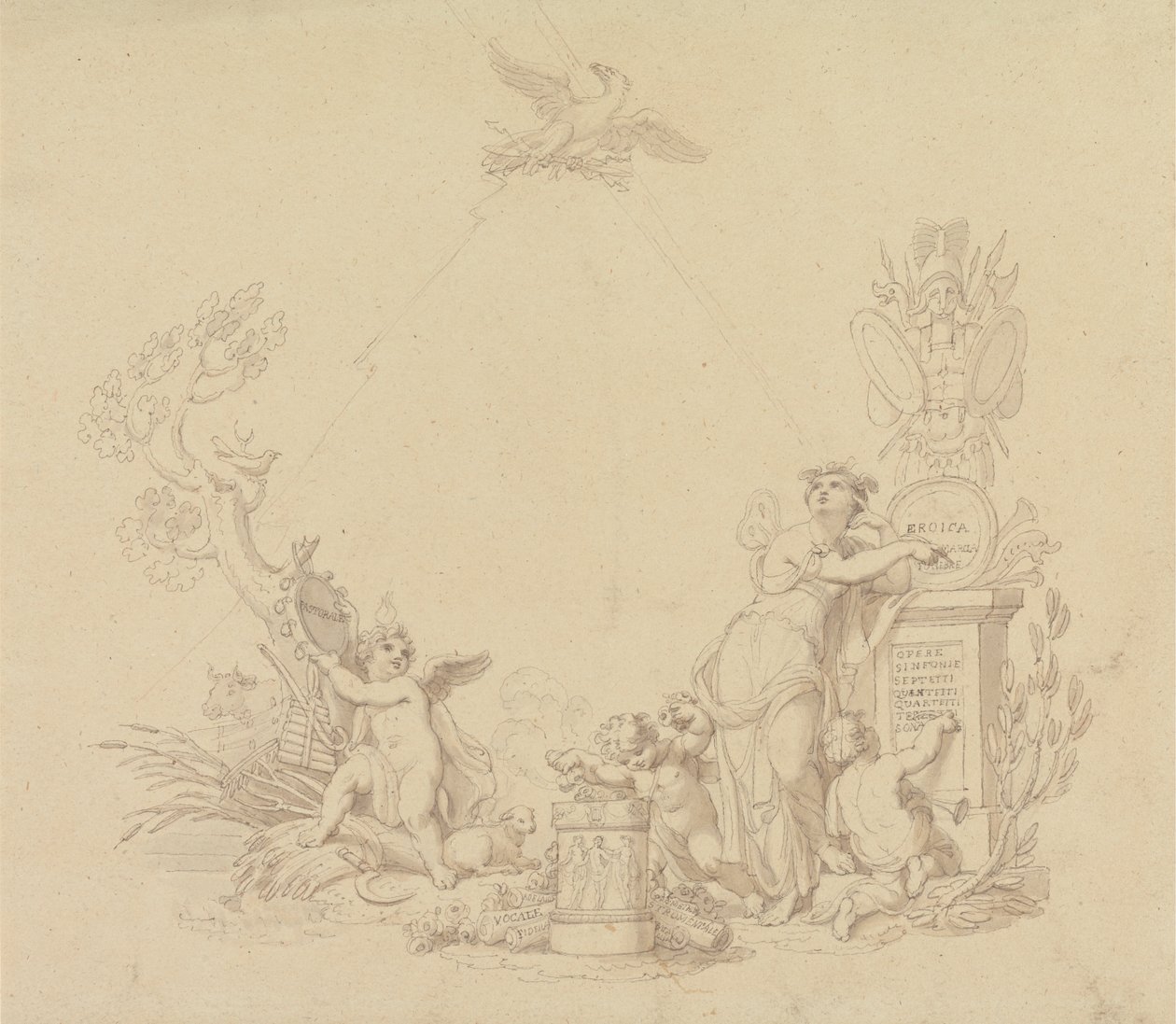 Ontwerpen voor illustraties bij Beethovens werken door Edward Francis Burney