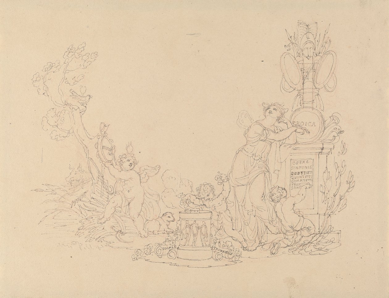 Ontwerpen voor illustraties bij Beethovens werken door Edward Francis Burney