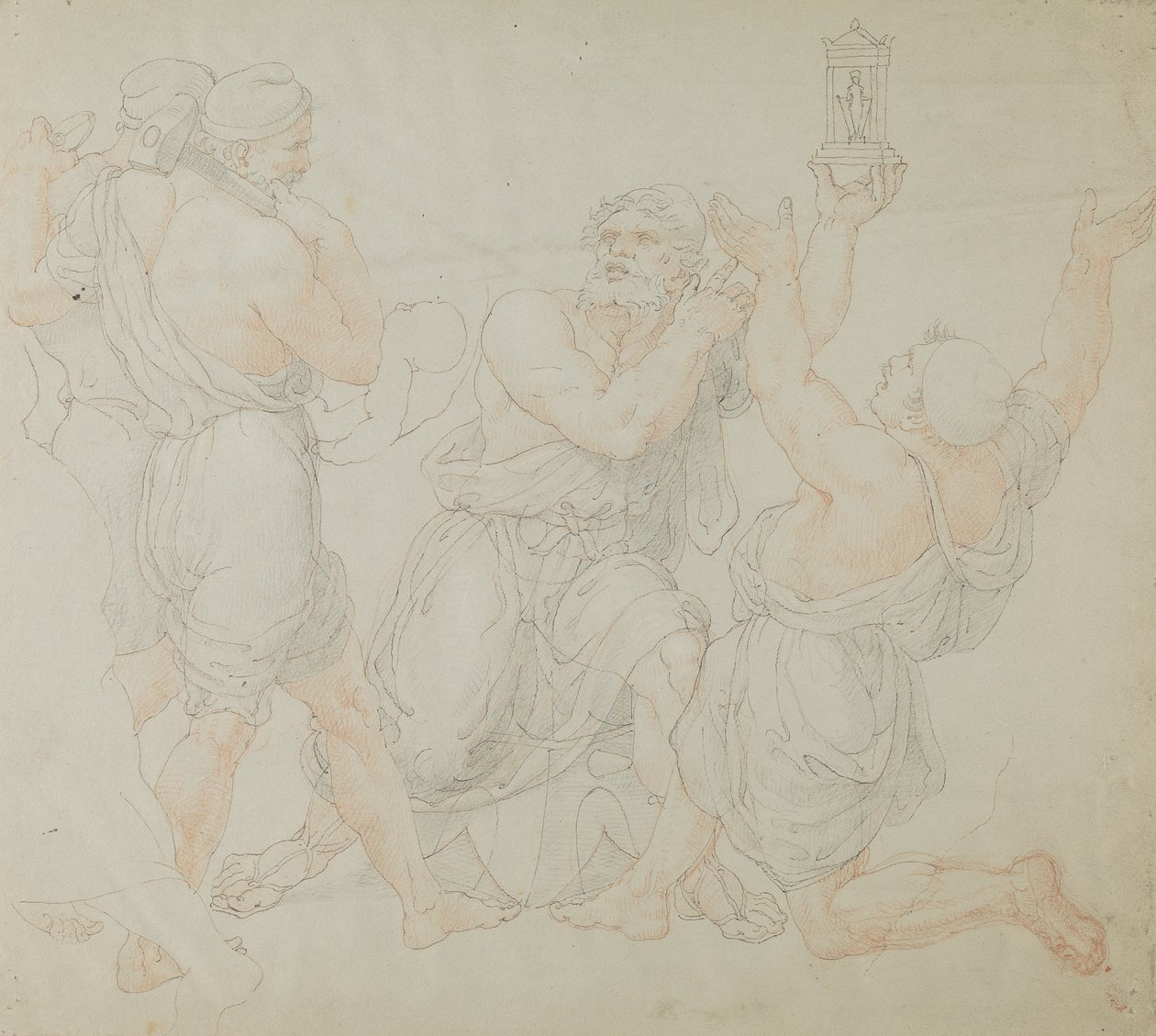 Studie voor de figuren van Demitrius en twee arbeiders door Edward Francis Burney