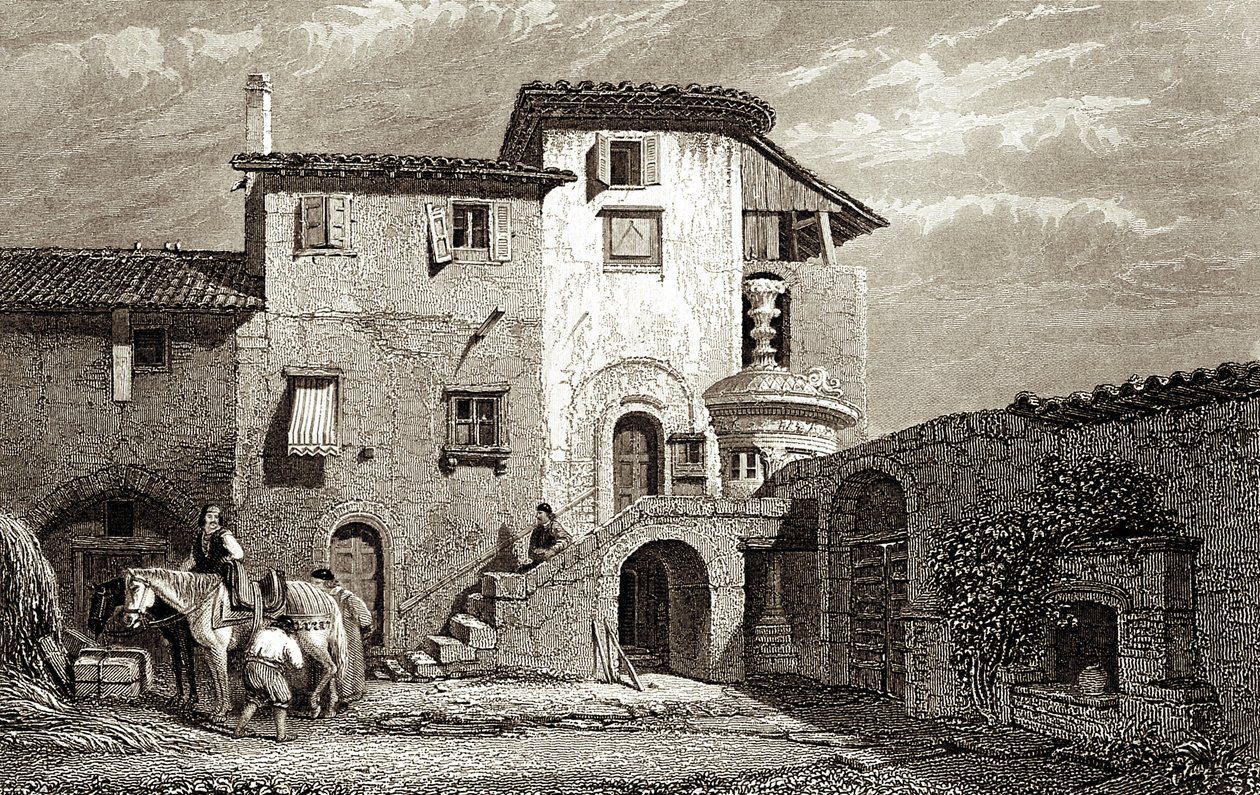Verblijfplaats van Lord Byron 1811 (gravure) door Edward Francis Finden
