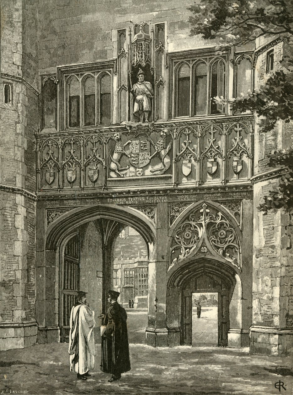 Hoofdingang, Trinity College, eind 19e eeuw door Edward Gascoin