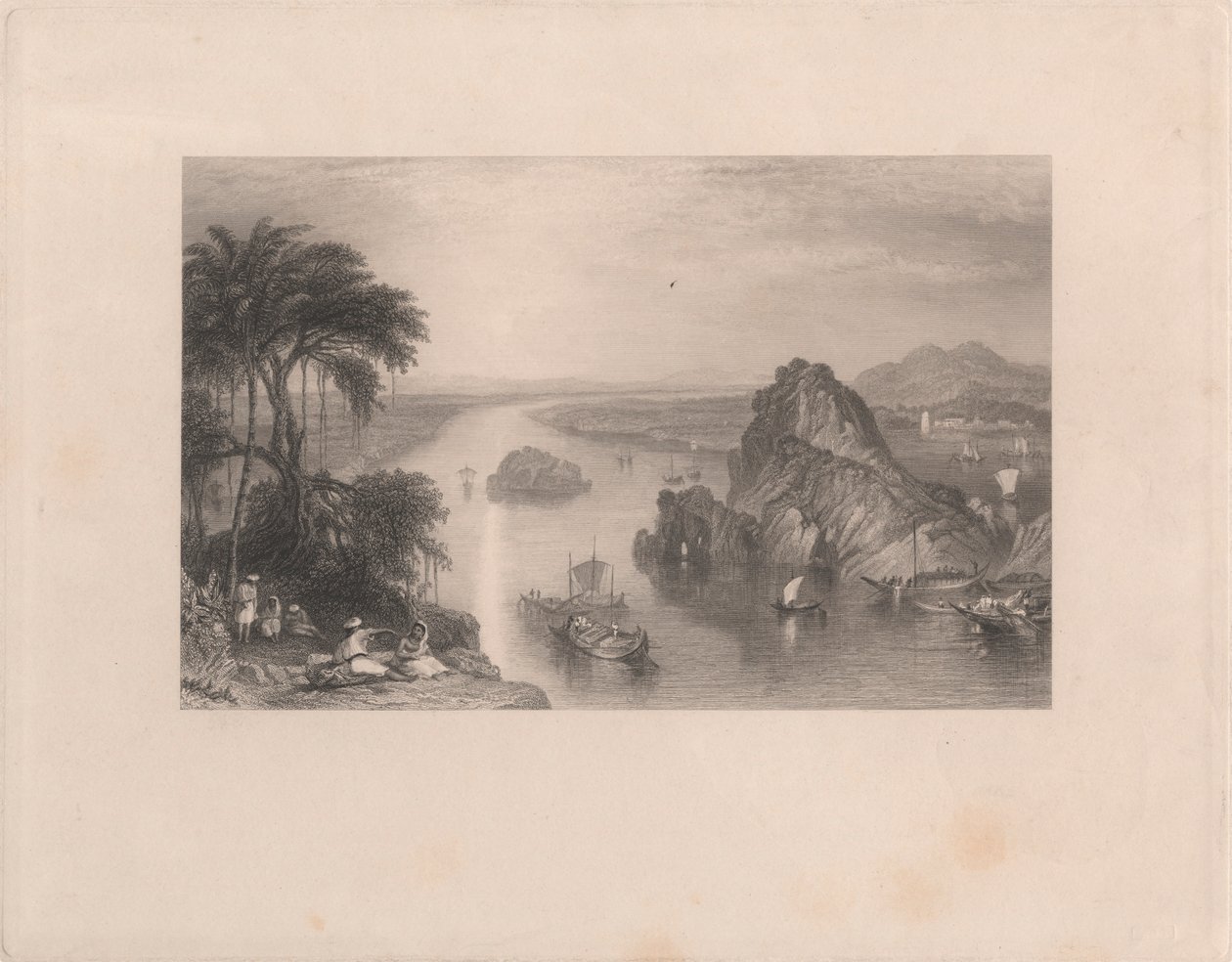 Rotsen bij Colgong aan de Ganges door Edward Goodall