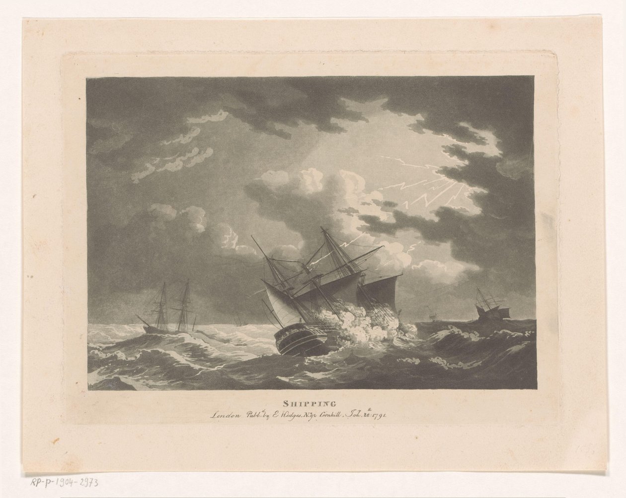 Schepen in een onweersbui op zee door Edward Hedges