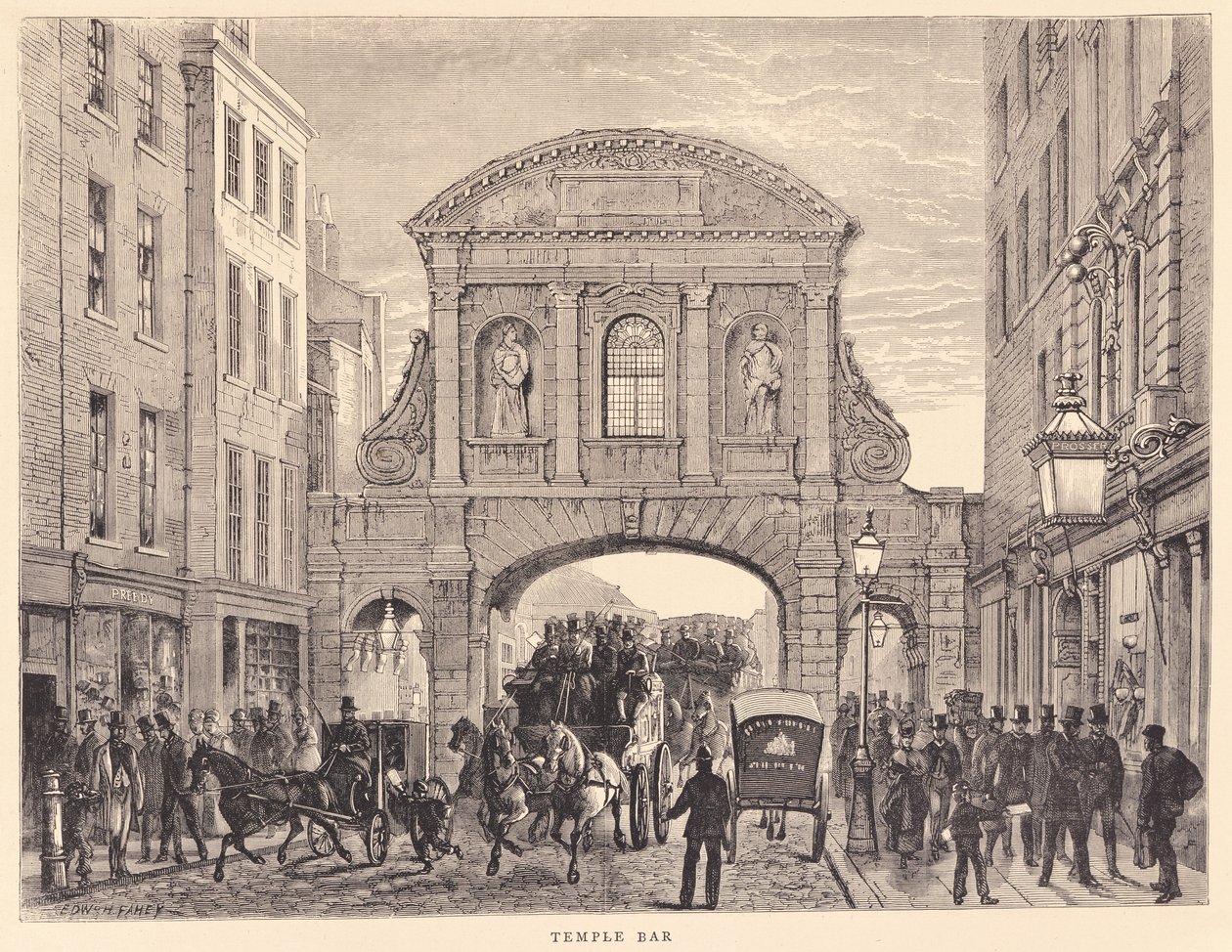 Temple Bar in Fleet Street, c.1870 door Edward Henry Fahey