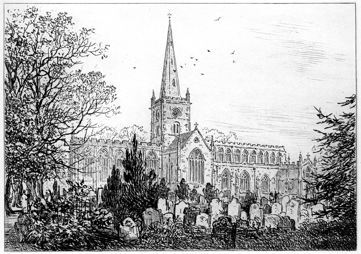 Stratford kerk gezien vanuit het noorden, Stratford-upon-Avon, Warwickshire, 1885 door Edward Hull