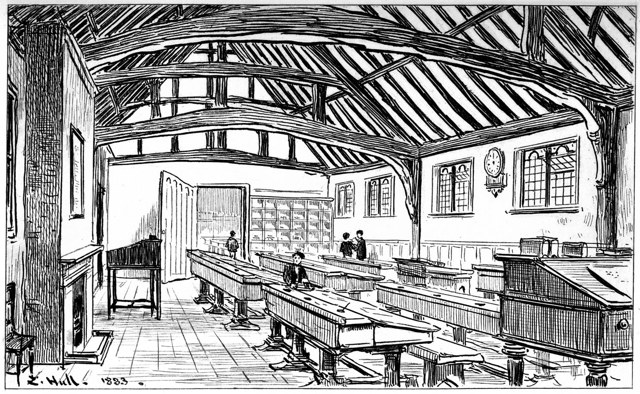 De grammaticaschool, Stratford-upon-Avon, Warwickshire, 1885 door Edward Hull