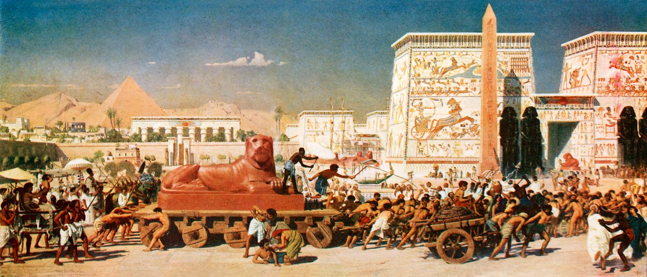 Israël in Egypte (kleurenlitho) door Edward John (after) Poynter