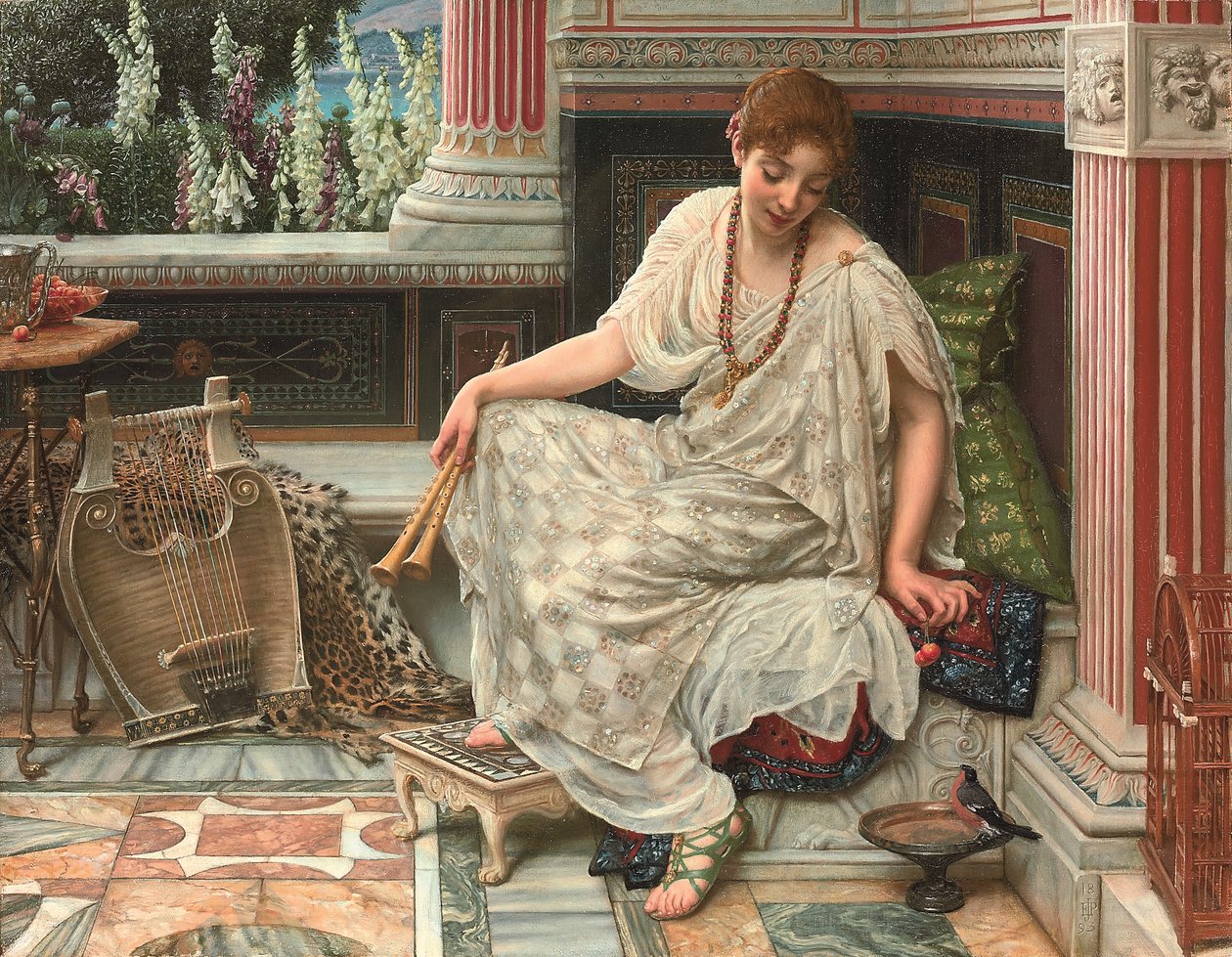 Chloe. Dulcis docta modos et citharae sciens (olieverf op doek) door Edward John Poynter