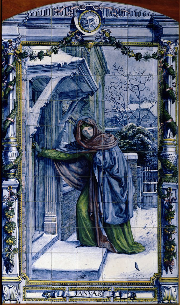 Januari, uit een serie tegelpanelen voor de Nederlandse keuken, 1867-8 door Edward John Poynter