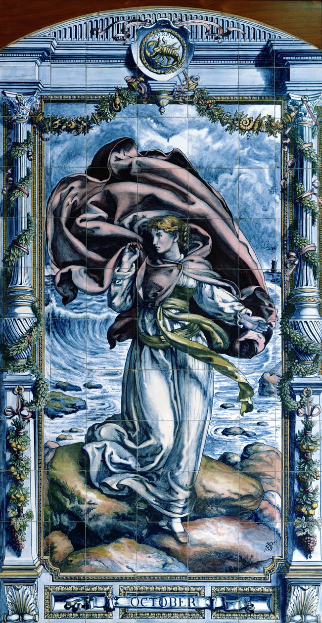 Oktober, uit een serie tegelpanelen voor de Nederlandse keuken, 1867-8 door Edward John Poynter