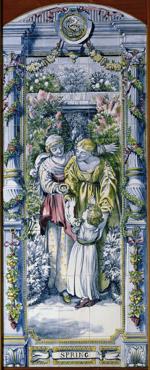 Lente, uit een serie tegelpanelen, ontworpen door Sir Edward Poynter en gemaakt door Minton, Campbell en Company, voor de Nederlandse Keuken, 1867-8 door Edward John Poynter