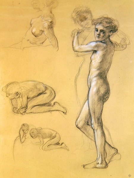 Studie voor Idle Fears (III), 1893 door Edward John Poynter
