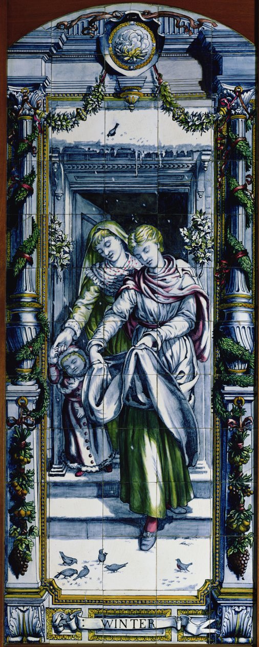 Winter, uit een serie tegelpanelen, ontworpen door Sir Edward Poynter en gemaakt door Minton, Campbell en Company, voor de Nederlandse Keuken, 1867-8 door Edward John Poynter