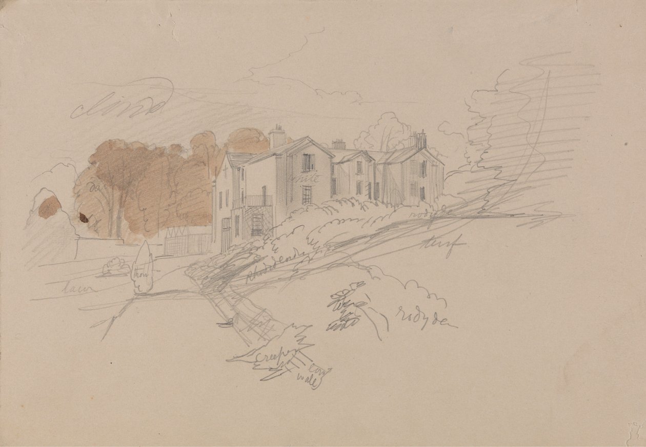 Een landhuis door Edward Lear