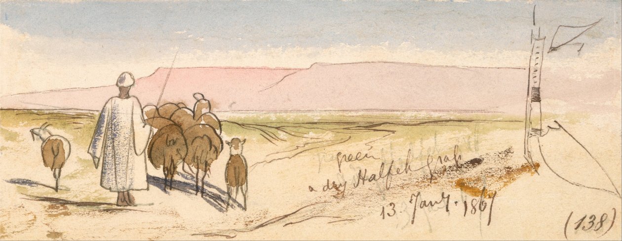 Een droge halfharde grasmat door Edward Lear