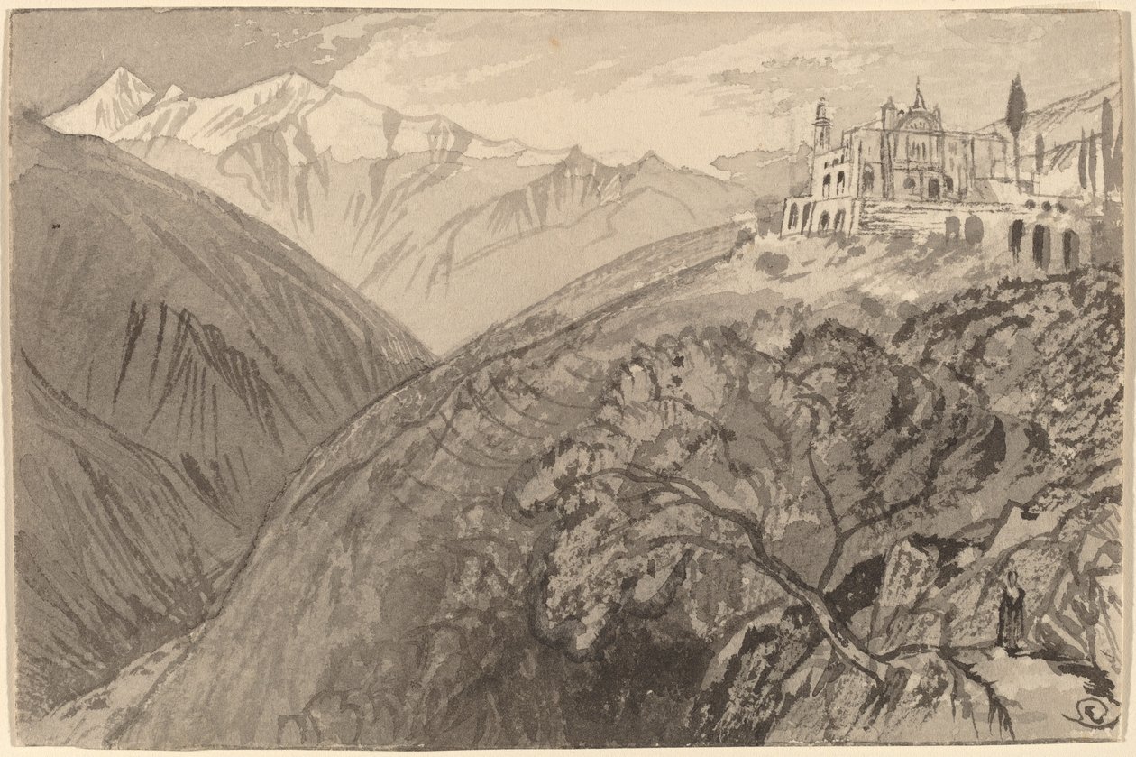 Een Stad op een Heuveltop (Heiligdom van Lampedusa) door Edward Lear