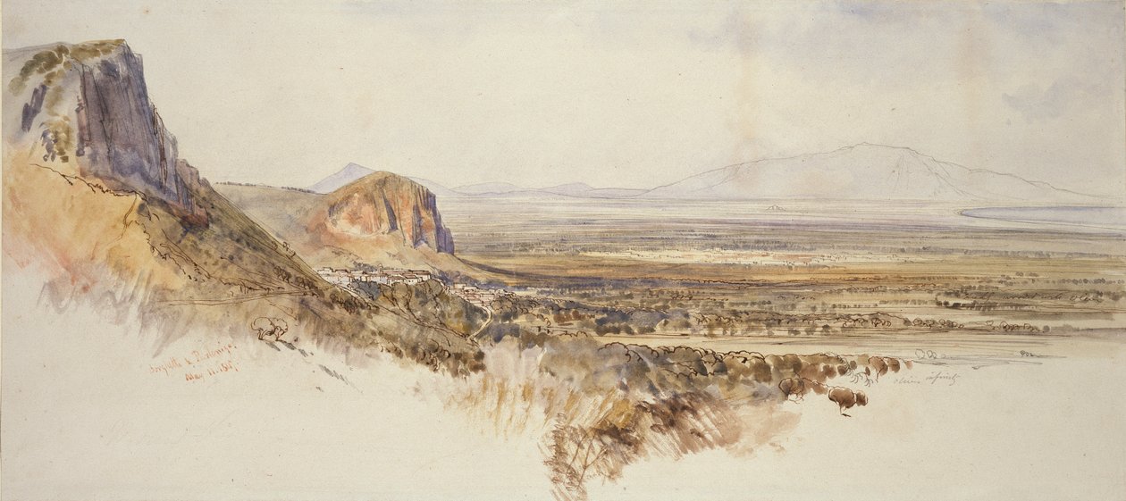 Ver Uitzicht op Borghetto en Partenico, Sicilië, 1847 door Edward Lear