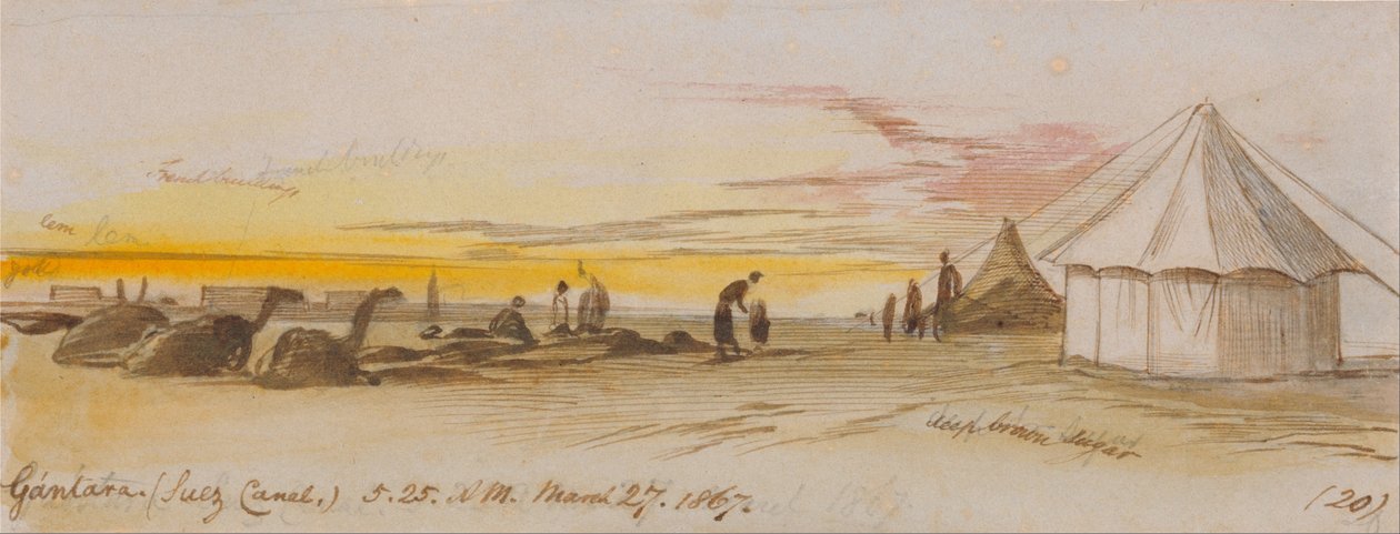 Gantara (Suezkanaal), 5:25 am, 27 maart 1867 (20) door Edward Lear