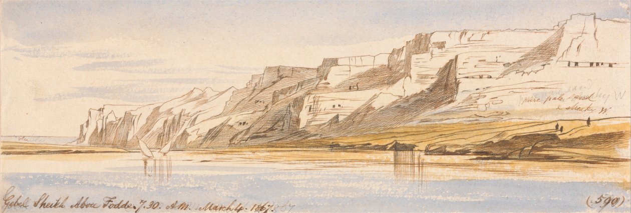 Gebel Sheikh Abu Fodde, 7:30 uur, 4 maart 1867 (590) door Edward Lear