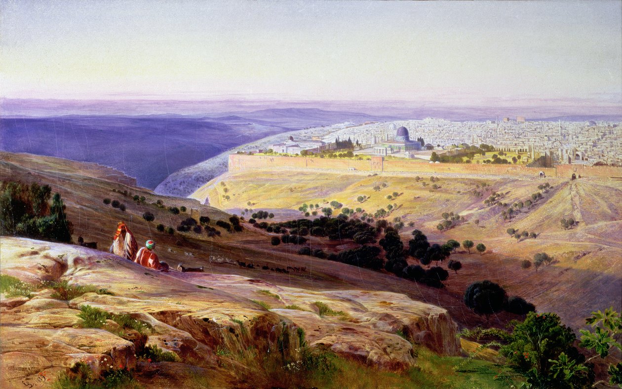 Jeruzalem vanaf de Olijfberg, Zonsopgang door Edward Lear