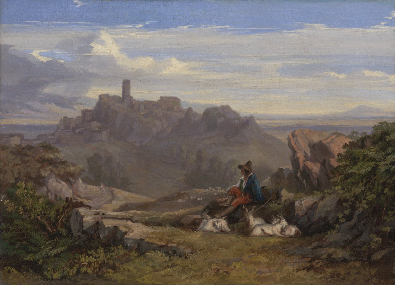 Landschap met geitenhoeder, c.1842 door Edward Lear