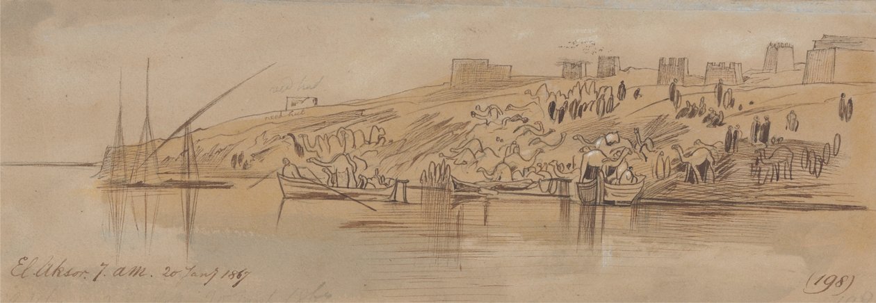 Luxor, 7:00 am, 20 januari 1867 (198) door Edward Lear