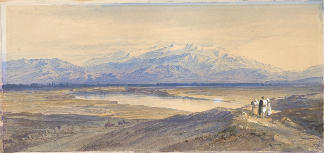 De berg Olympus gezien vanuit Larissa, Thessalië, Griekenland door Edward Lear