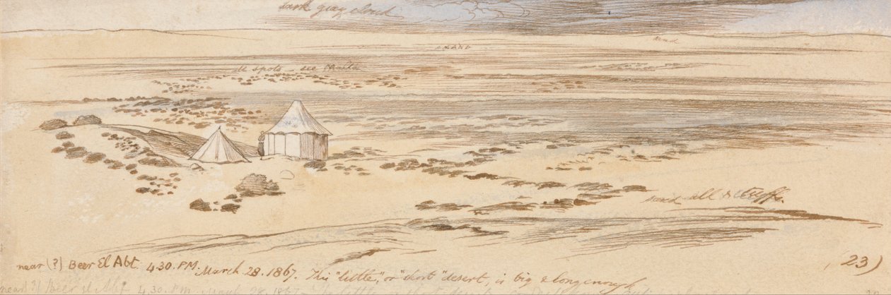 Bij Beer El Abt, 16:30 uur, 28 maart 1867 (23) door Edward Lear