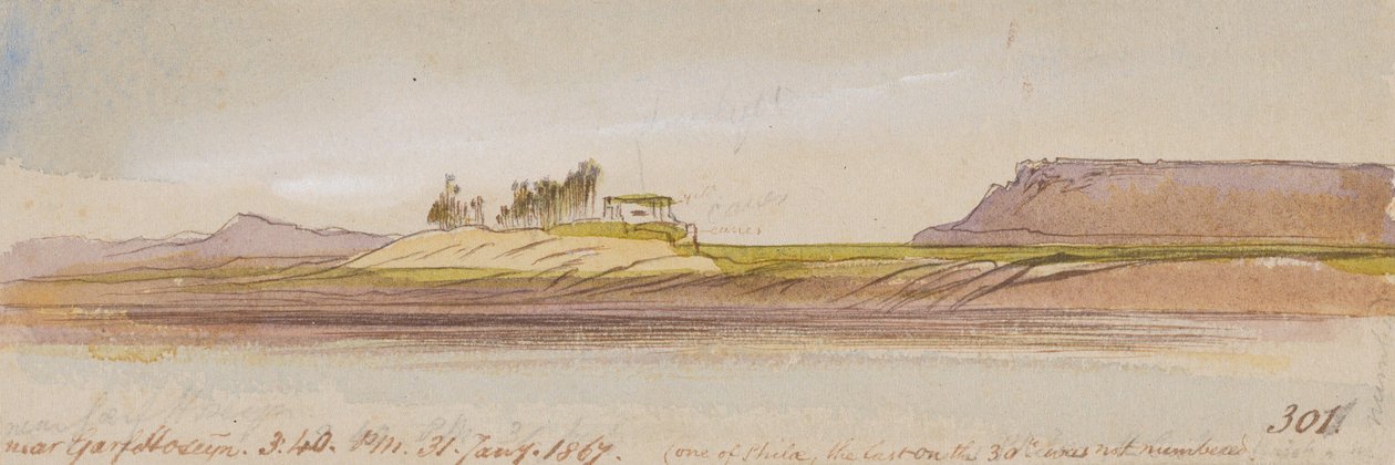 In de buurt van Garf Hoseyn; 15.40 uur, 31 januari 1867 (301) door Edward Lear