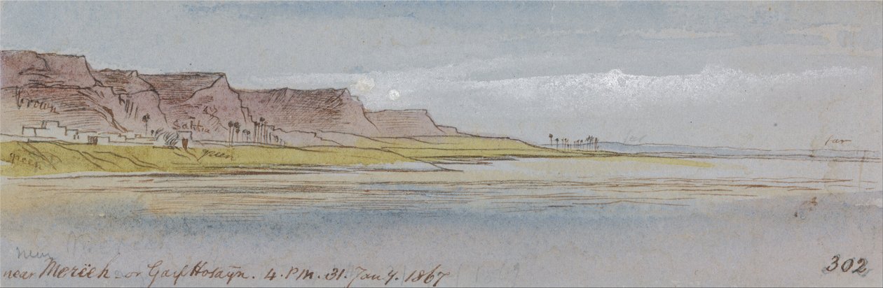 Bij Mereeh of Garf Hossayn, 16:00 uur, 31 januari 1867 (302) door Edward Lear