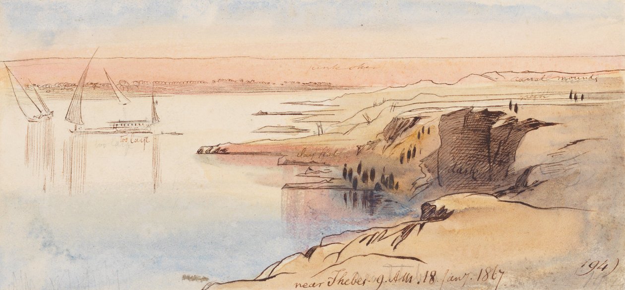 In de buurt van Thebe; 9.00 uur, 18 januari 1867 (194) door Edward Lear