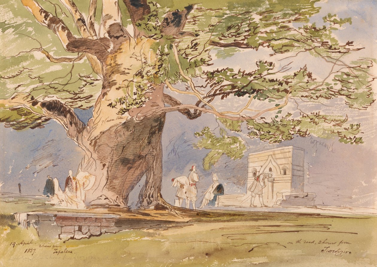Onderweg, twee uur van Tepelene, 19 april 1857 door Edward Lear