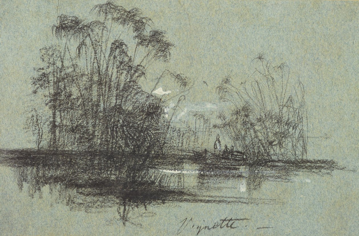 Papyrus op de Anapus, uit Zichten van Sicilië door Edward Lear