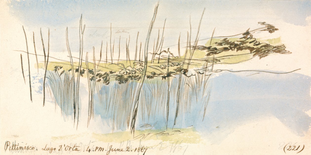 Pettenasco, Meer van Orta, 16:00 uur, 2 juni 1867 (221) door Edward Lear