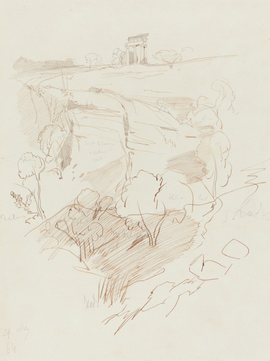 Vernietigde Tempel op een Heuvel door Edward Lear