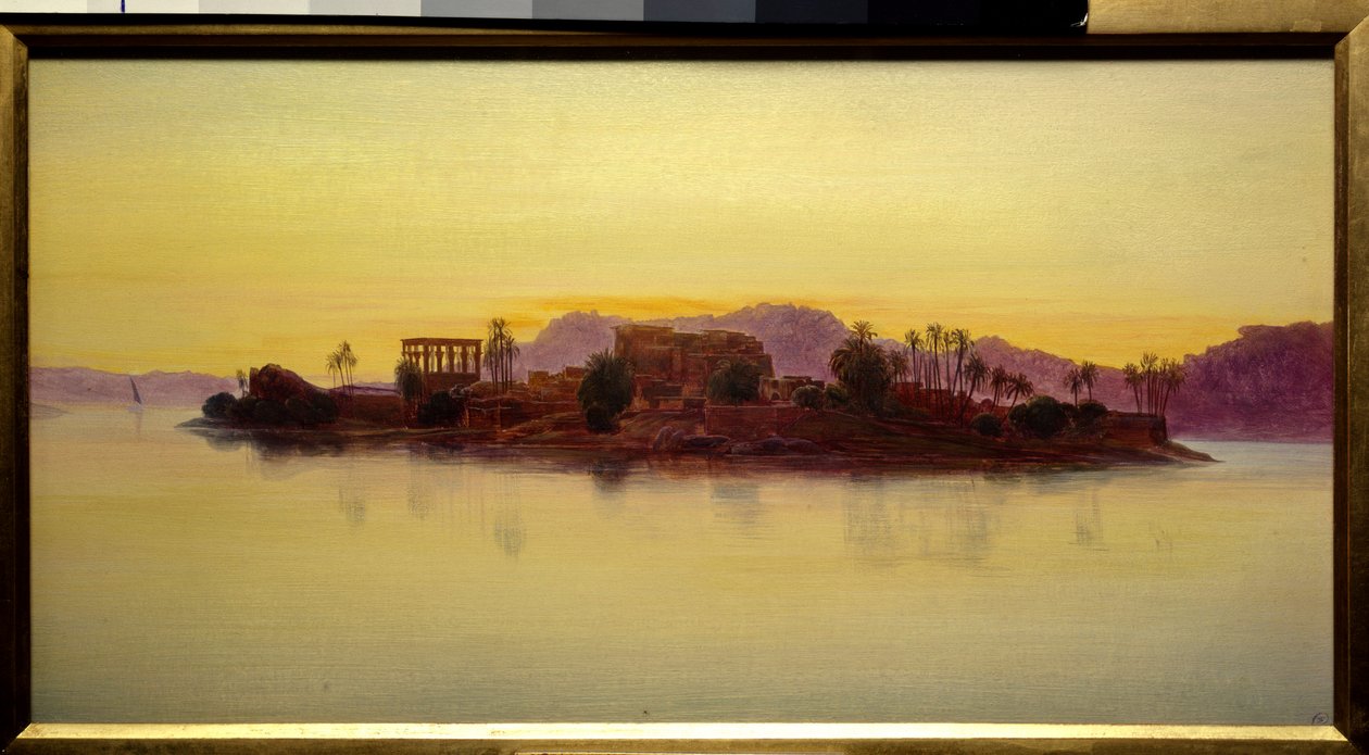 Zonsondergang op het eiland Philae in Egypte door Edward Lear