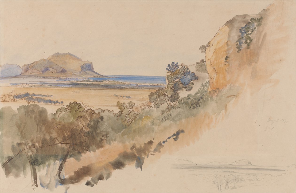 Uitzicht in de buurt van Palermo door Edward Lear