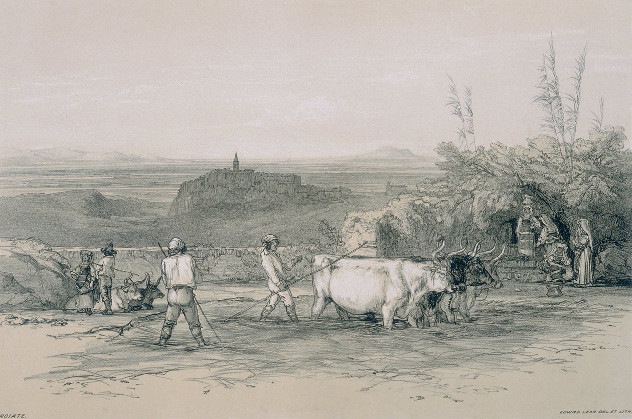 Gezichten in Rome en omgeving: Roiate, een stad nabij Subiaco door Edward Lear