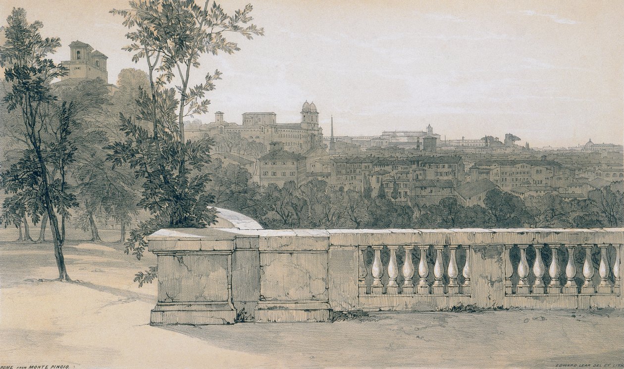 Gezichten in Rome en omgeving: Rome vanaf Monte Pincio door Edward Lear