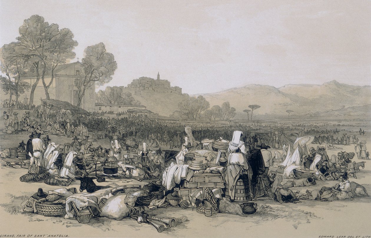 Gezichten in Rome en omgeving: kermis van SantAnatolia door Edward Lear