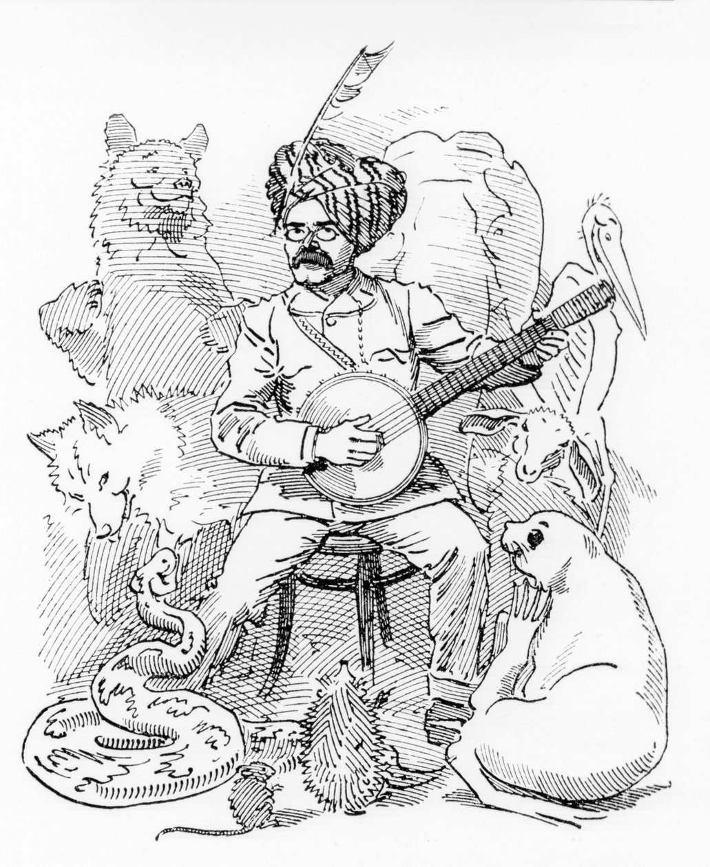 Illustratie voor Sambourne cartoon uit Punch, Rudyard Kipling door Edward Linley Sambourne